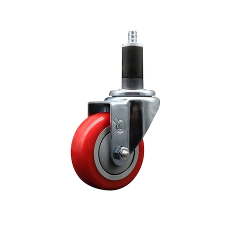 Service Caster 3.5'' Red Poly Wheel Swivel 1-1/4'' Expanding Stem Caster SCC-EX20S3514-PPUB-RED-114